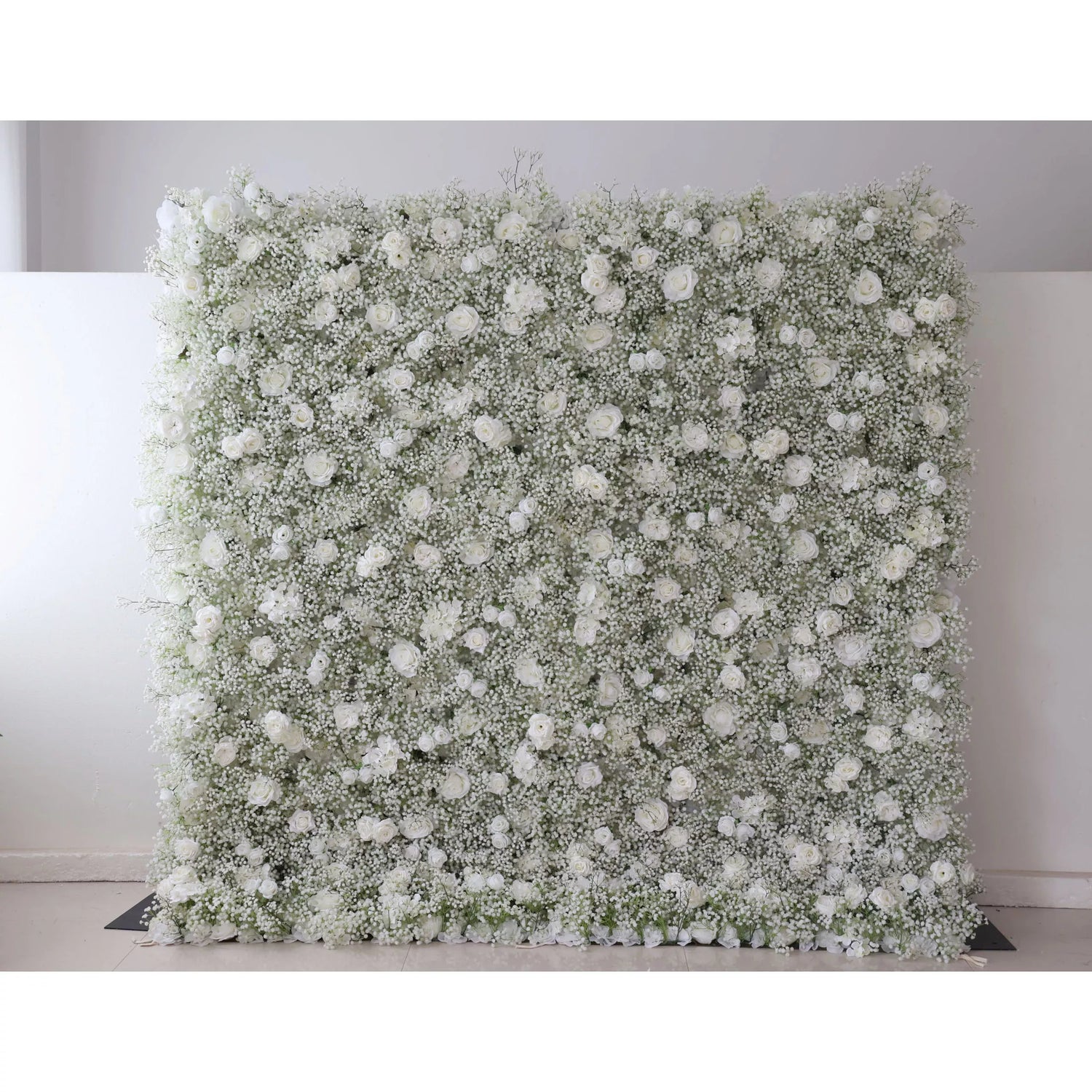 ValarFlowers Artificial Floral Wall Backdrop: Serene Meadows Artificial Floral Wall Backdrop: White Rose &amp; Baby&