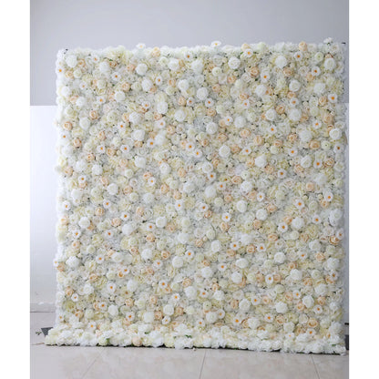 ValarFlowers Artificial Floral Wall Backdrop: Whispering White - The Ethereal Elegance Collection-VF-263