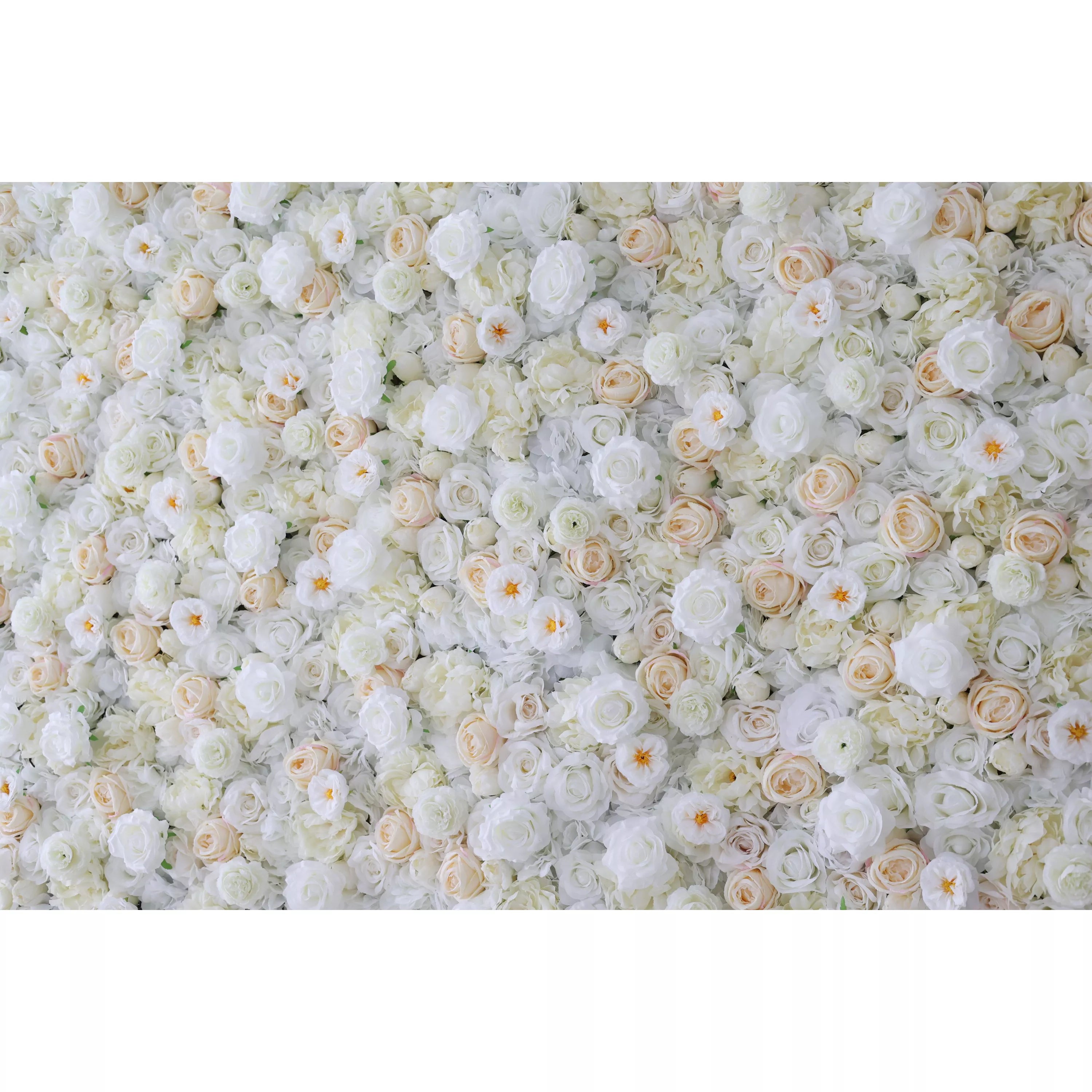 Valar Flowers Roll Up Stoff Künstliches Weiß, Creme und Champagner Blumen Wand Hochzeit Hintergrund, Blumen Party Dekor, Event Photography-VF-263