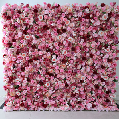 Valar Flowers Roll Up Fabric Artificial Flower Wall Wedding Backdrop, Floral Party Decor, Event Photography-VF-344