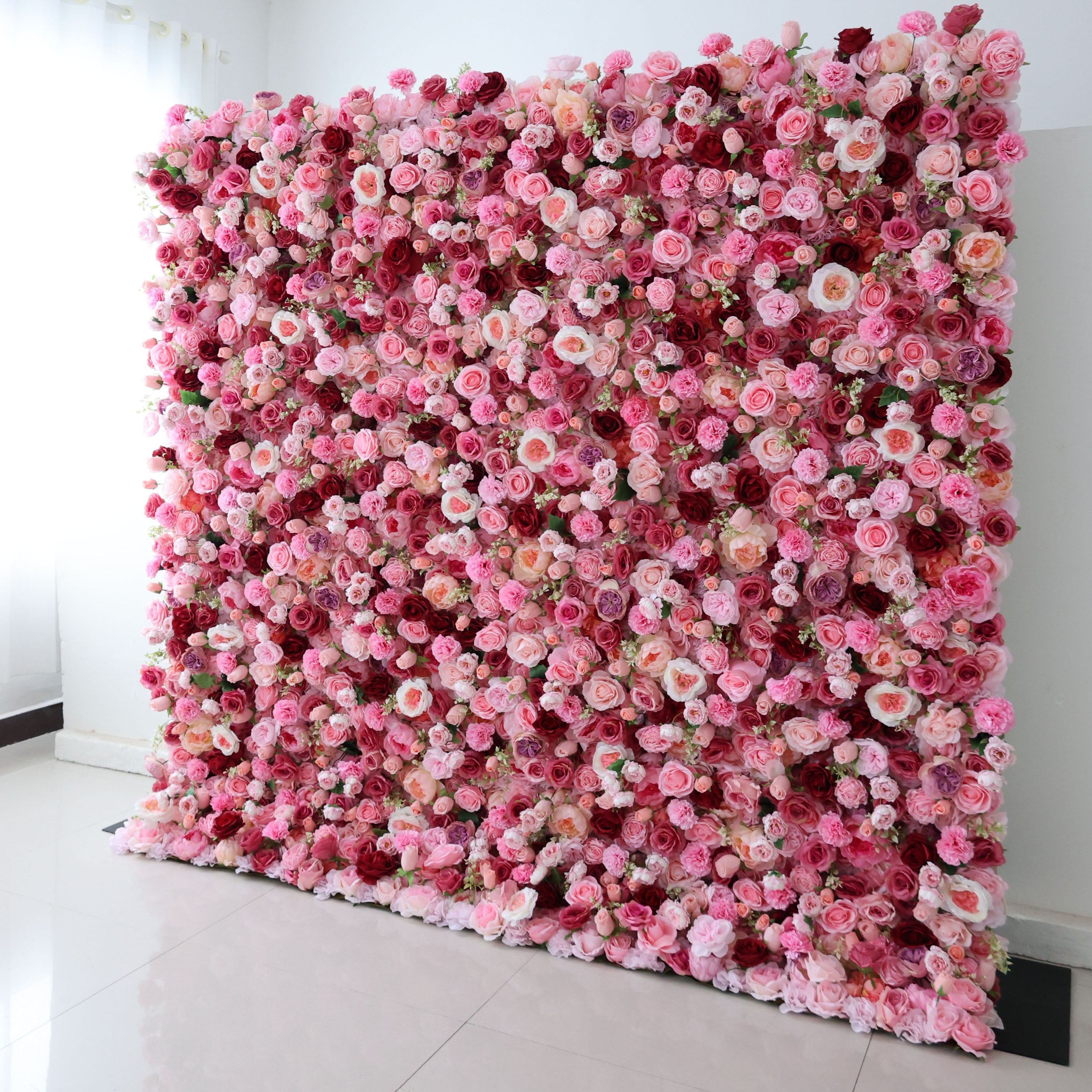 Valar Flowers Roll Up Fabric Artificial Flower Wall Wedding Backdrop, Floral Party Decor, Event Photography-VF-344