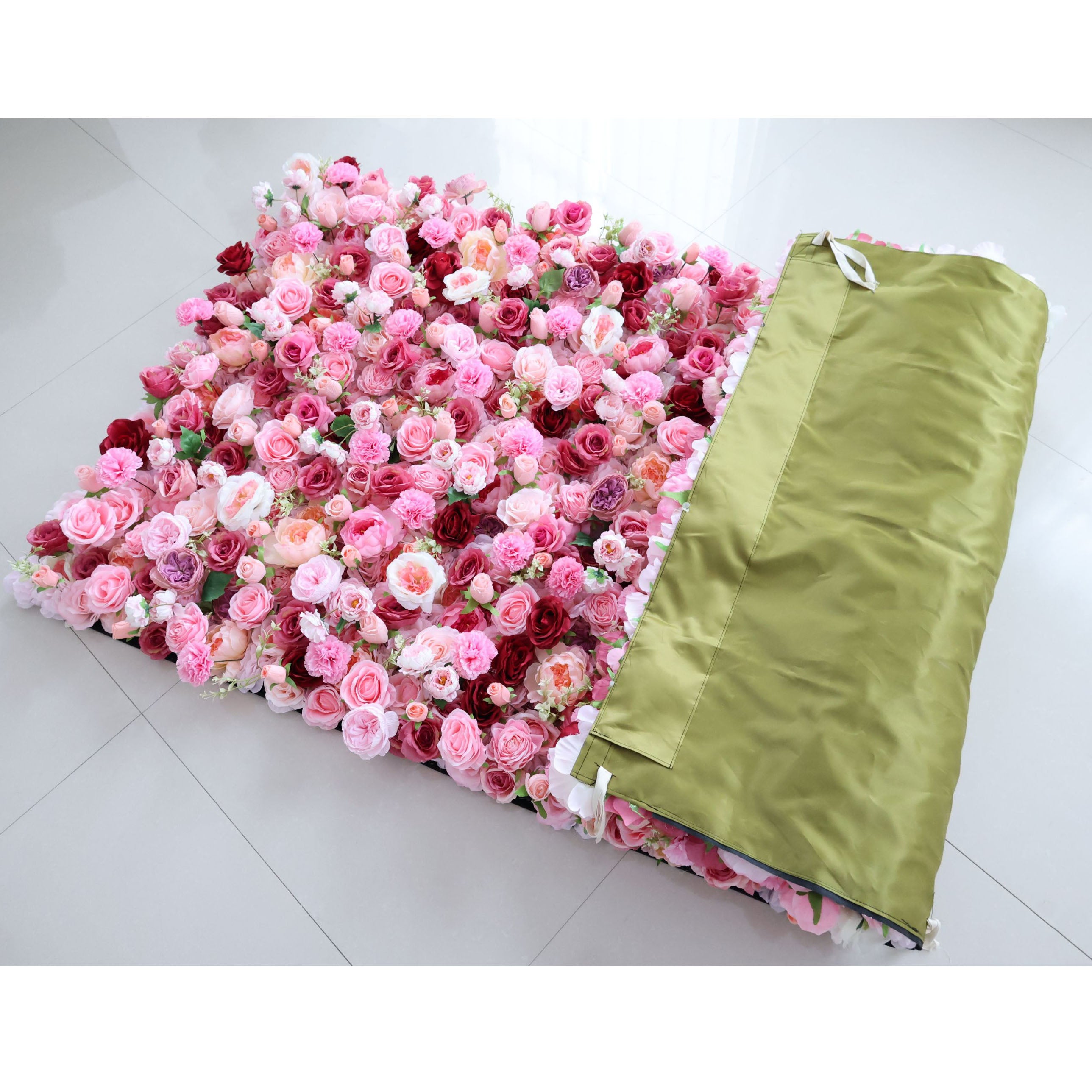 Valar Flowers Roll Up Fabric Artificial Flower Wall Wedding Backdrop, Floral Party Decor, Event Photography-VF-344