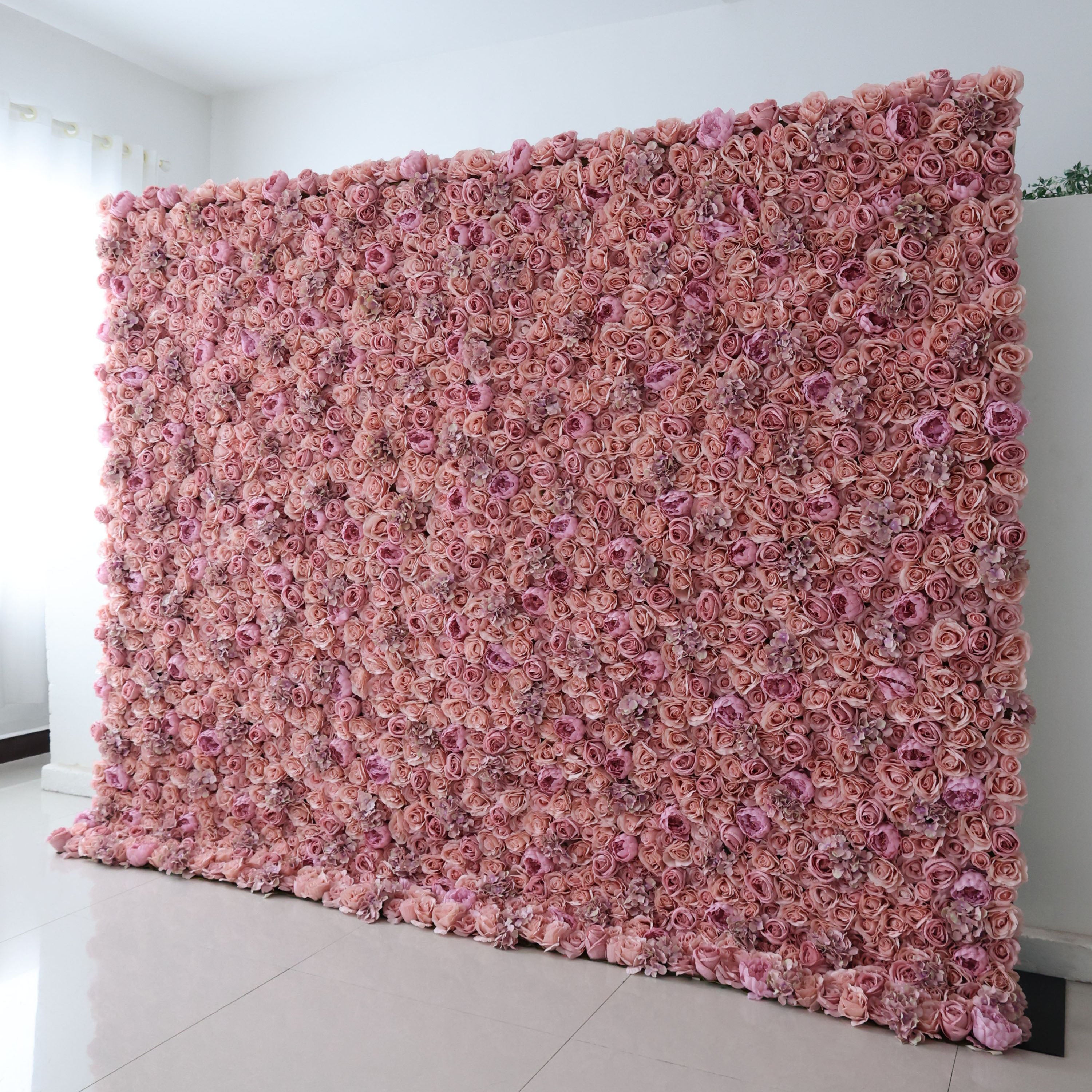 Valar Flowers Roll Up Fabric Artificial Flower Wall Wedding Backdrop, Floral Party Decor, Event Photography-VF-345