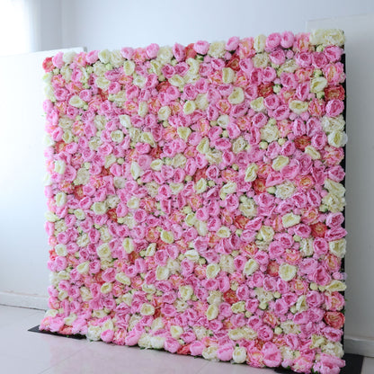 Valar Flowers Roll Up Fabric Artificial Flower Wall Wedding Backdrop, Floral Party Decor, Event Photography-VF-347