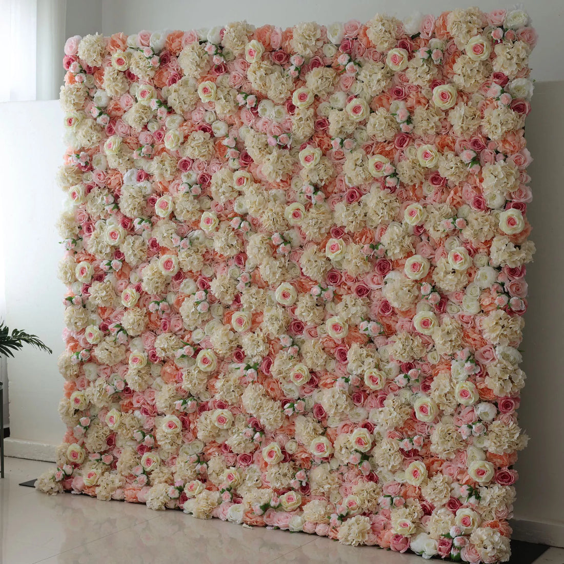 Valar Flowers Roll Up Fabric Artificial Sage Indian Red Core and Rose Taupe, Light Brown Floral Wall Wedding Backdrop, Floral Party Decor, Event Photography-VF-075