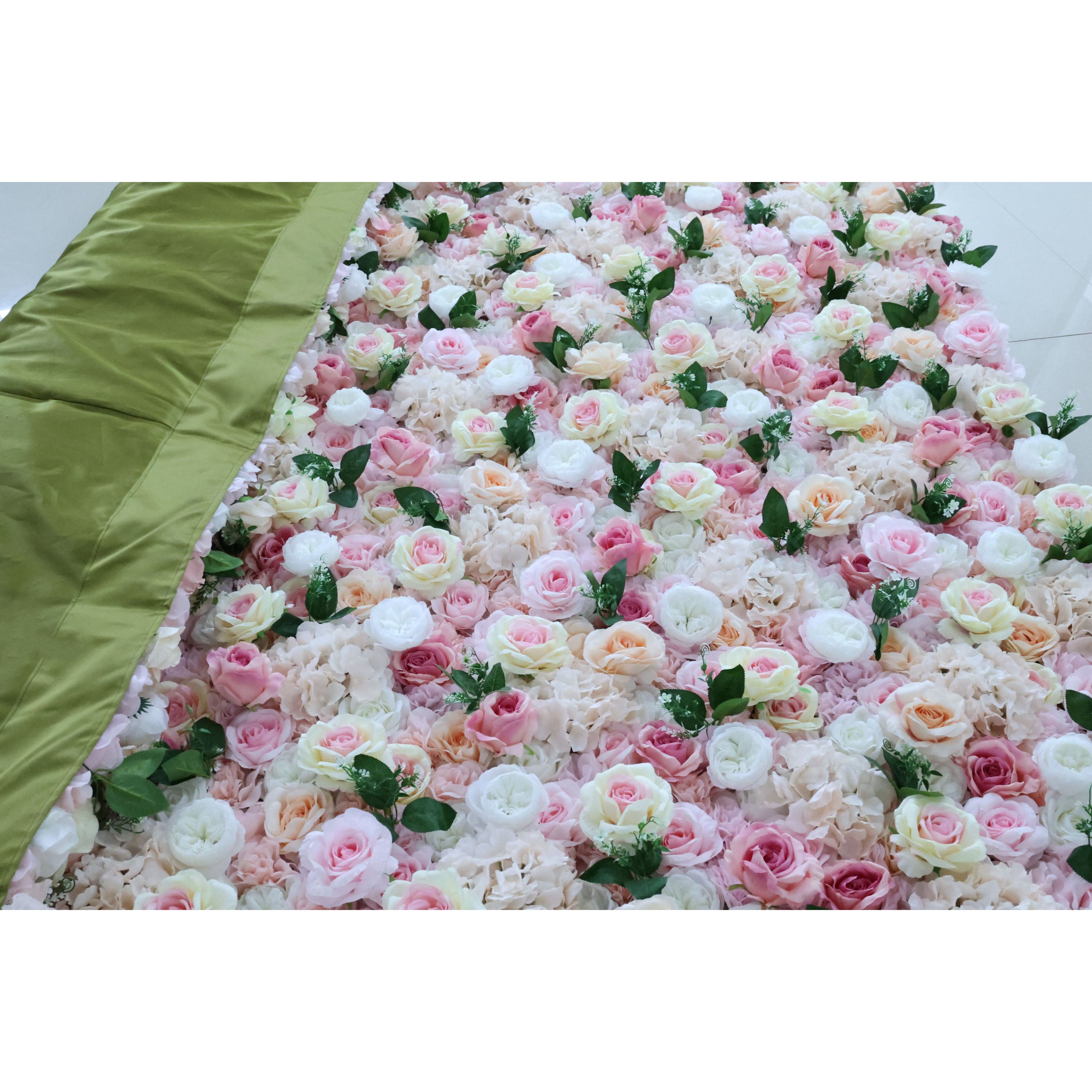 Valar Flowers Roll Up Fabric Artificial Flower Wall Wedding Backdrop, Floral Party Decor, Event Photography-VF-349