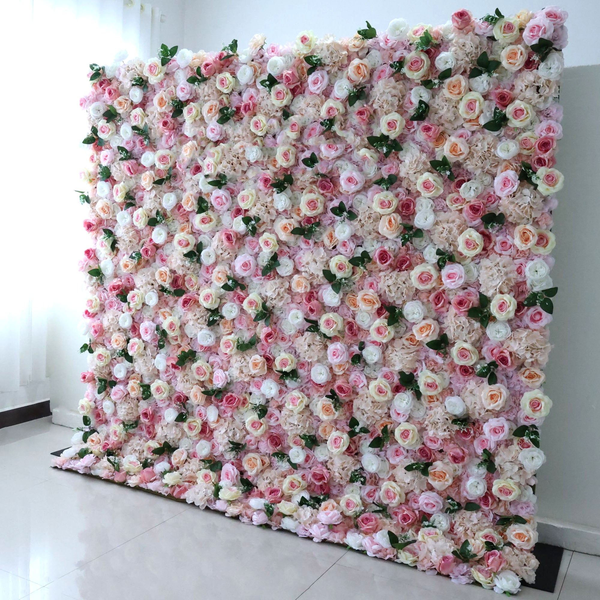 Valar Flowers Roll Up Fabric Artificial Flower Wall Wedding Backdrop, Floral Party Decor, Event Photography-VF-349