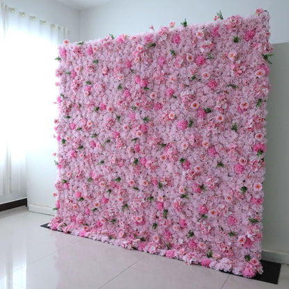 Valar Flowers Roll Up Fabric Artificial Flower Wall Wedding Backdrop, Floral Party Decor, Event Photography-VF-350