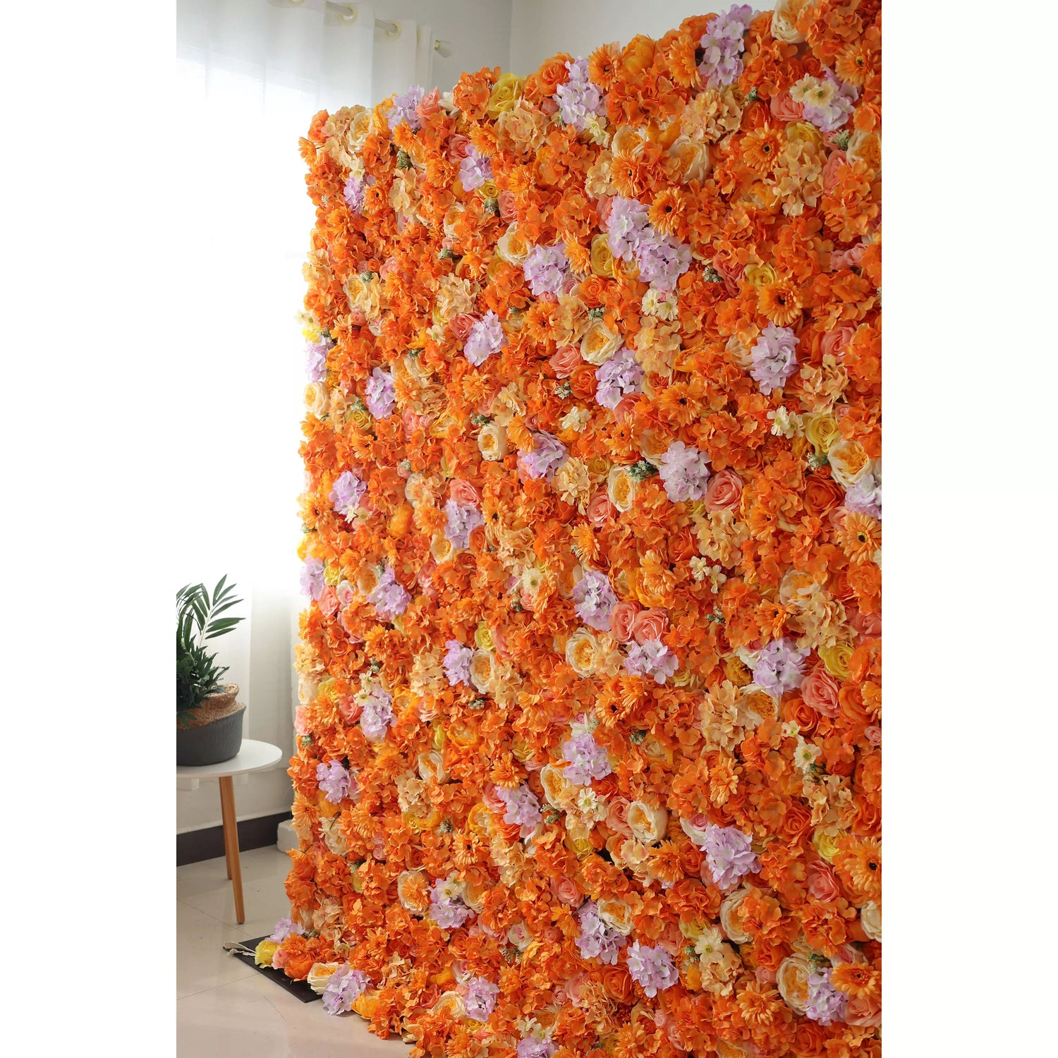 Valar fleurs retrousser tissu artificiel Papaye Orange et jaune fleur mur mariage toile de fond, décor de fête Floral, Photography-VF-060 de l&