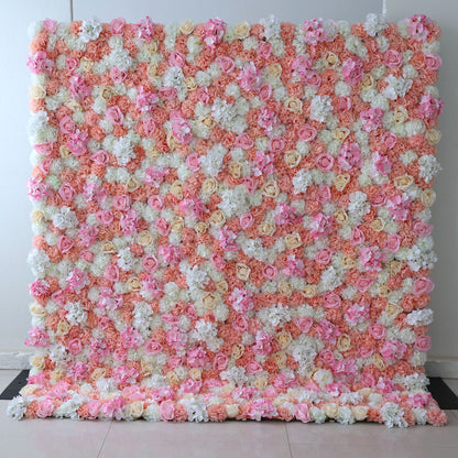 Valar Flowers Roll Up Fabric Artificial Flower Wall Wedding Backdrop, Floral Party Decor, Event Photography-VF-356