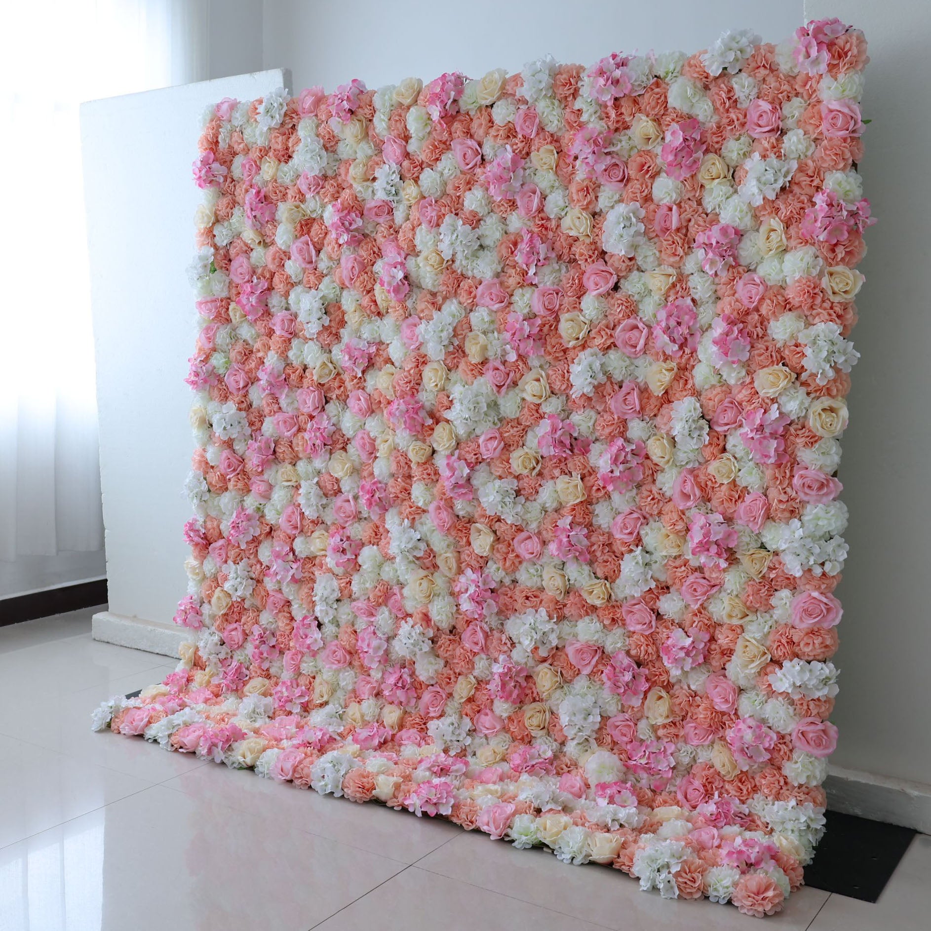 Valar Flowers Roll Up Fabric Artificial Flower Wall Wedding Backdrop, Floral Party Decor, Event Photography-VF-356