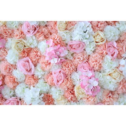 Valar Flowers Roll Up Fabric Artificial Flower Wall Wedding Backdrop, Floral Party Decor, Event Photography-VF-356