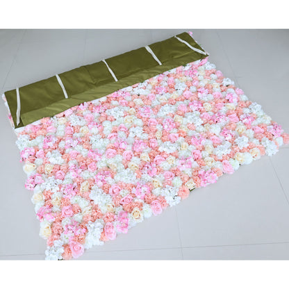 Valar Flowers Roll Up Fabric Artificial Flower Wall Wedding Backdrop, Floral Party Decor, Event Photography-VF-356