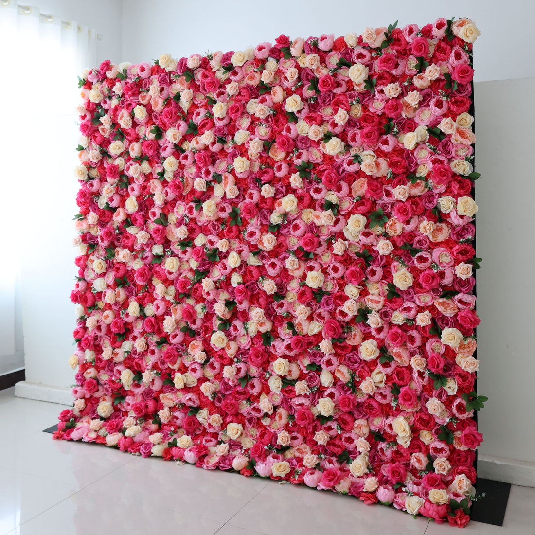 Valar Flowers Roll Up Fabric Artificial Flower Wall Wedding Backdrop, Floral Party Decor, Event Photography-VF-357