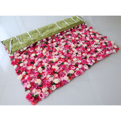 Valar Flowers Roll Up Fabric Artificial Flower Wall Wedding Backdrop, Floral Party Decor, Event Photography-VF-357