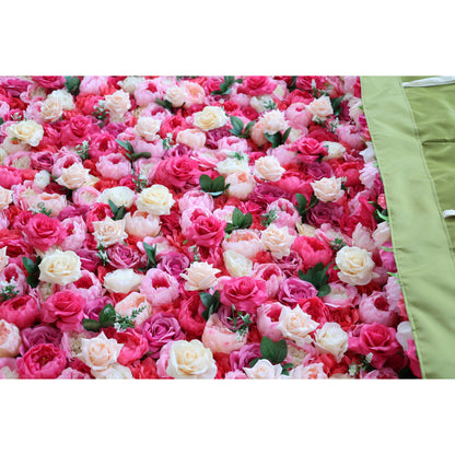 Valar Flowers Roll Up Fabric Artificial Flower Wall Wedding Backdrop, Floral Party Decor, Event Photography-VF-357