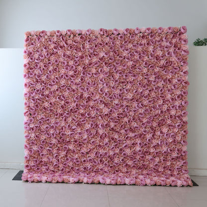 Valar Flowers Roll Up Fabric Artificial Flower Wall Wedding Backdrop, Floral Party Decor, Event Photography-VF-355