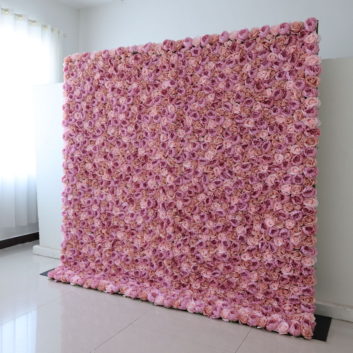 Valar Flowers Roll Up Fabric Artificial Flower Wall Wedding Backdrop, Floral Party Decor, Event Photography-VF-355