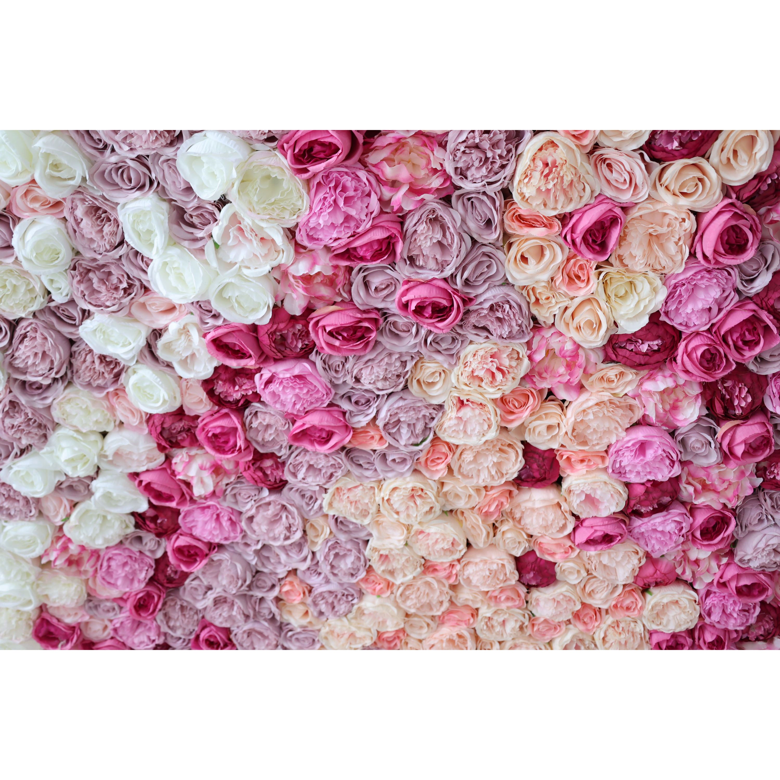 Valar Flowers Roll Up Fabric Artificial Red to Pink White Gradient Flower Wall Wedding Backdrop, Floral Party Decor, Event Photography-VF-353