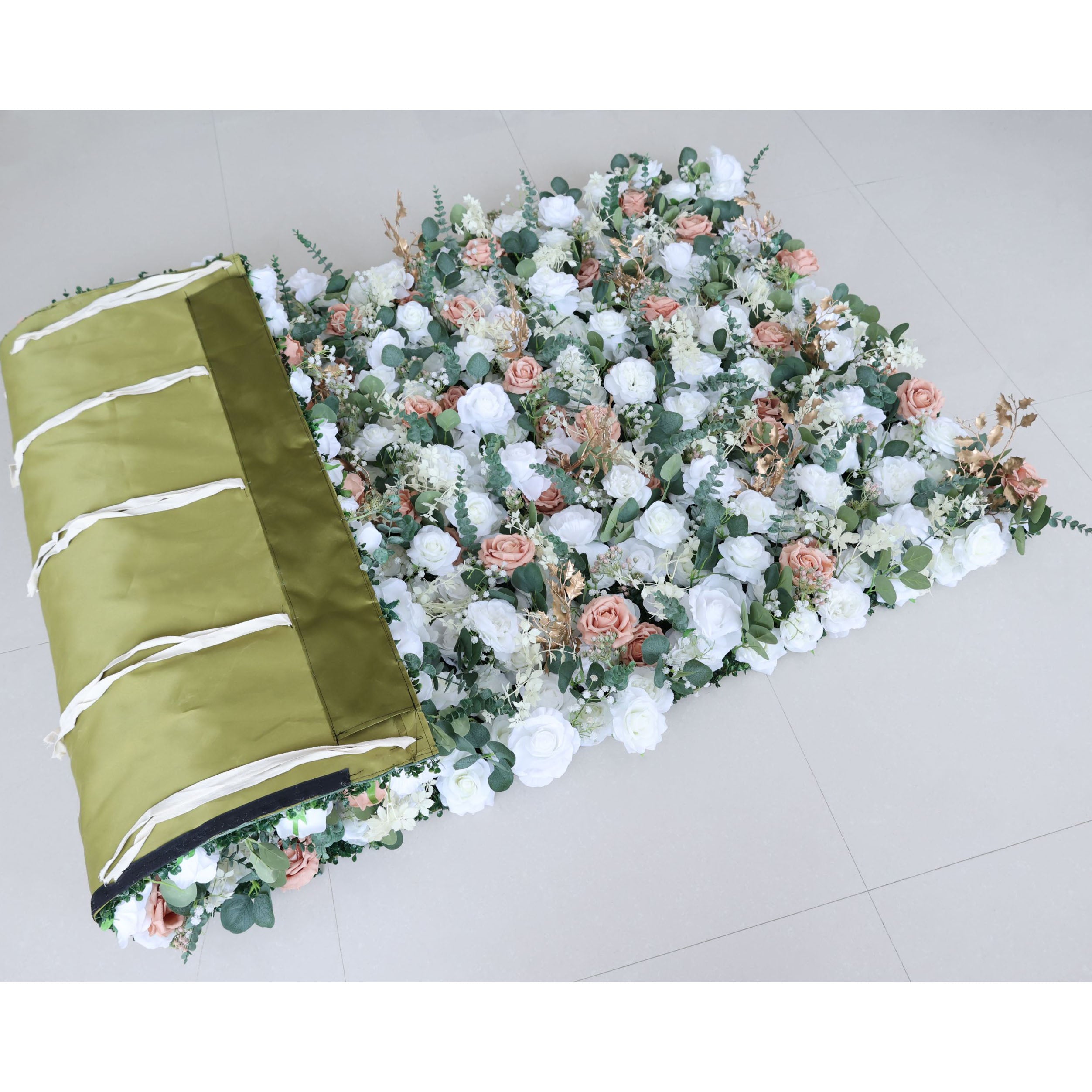 Valar Flowers Roll Up Fabric Artificial Flower Wall Wedding Backdrop, Floral Party Decor, Event Photography-VF-358