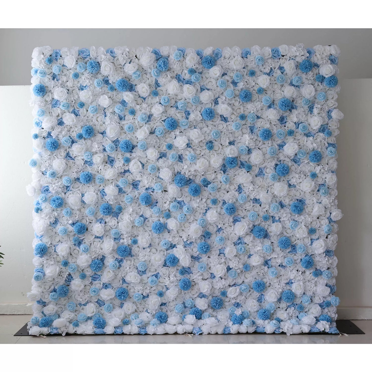 ValarFlowers Artificial Floral Wall Backdrop: Serene Seascape - Azure Blue &amp; Ivory Bliss Edition-VF-270