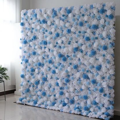 ValarFlowers Backdrop: Experience the beauty of the Serene Seascape - Azure &amp; Ivory Bliss Edition. A cascade of azure and ivory flowers, this backdrop captures the essence of oceanic elegance.