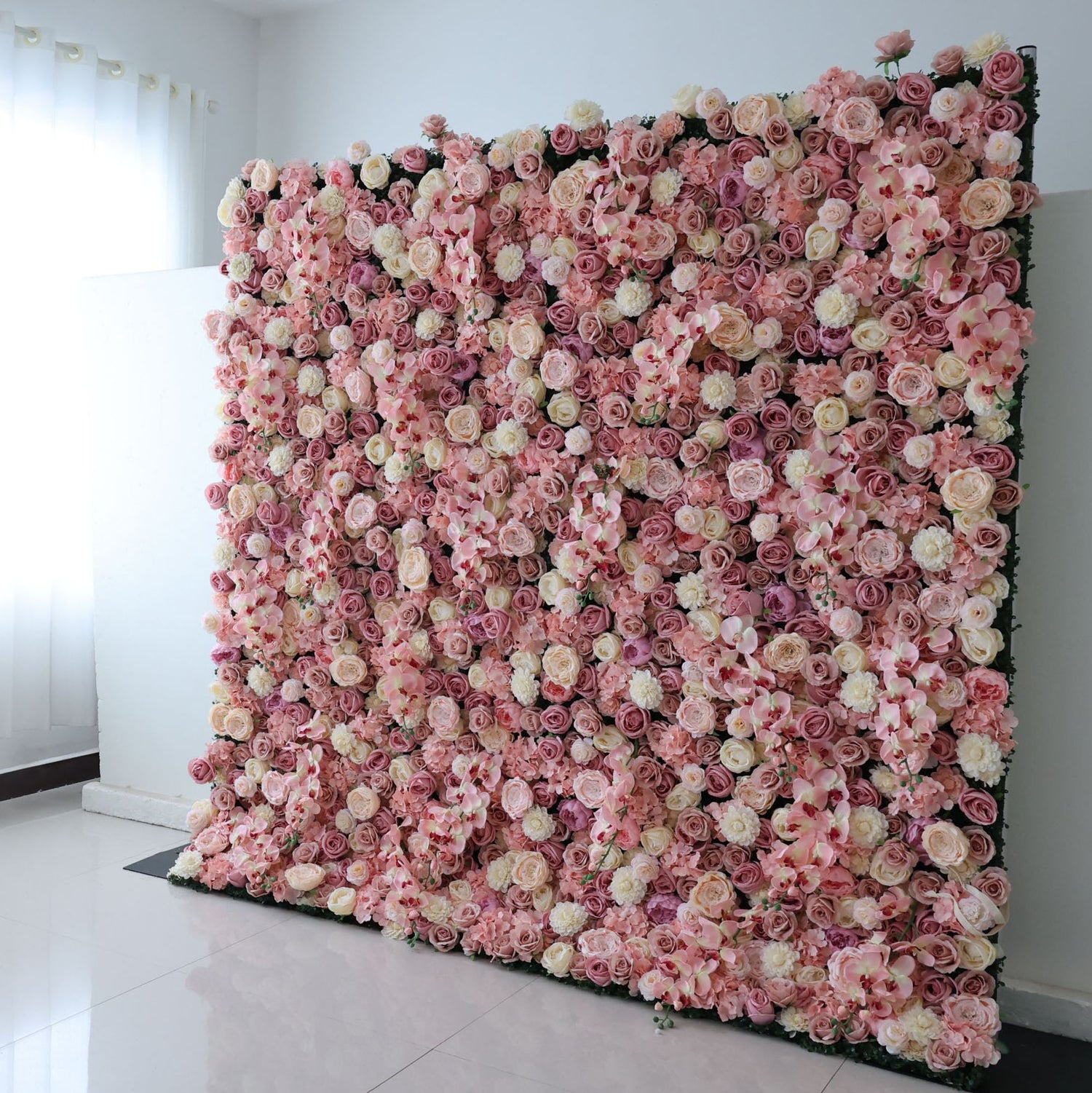 Valar Flowers Roll Up Fabric Artificial Flower Wall Wedding Backdrop, Floral Party Decor, Event Photography-VF-359