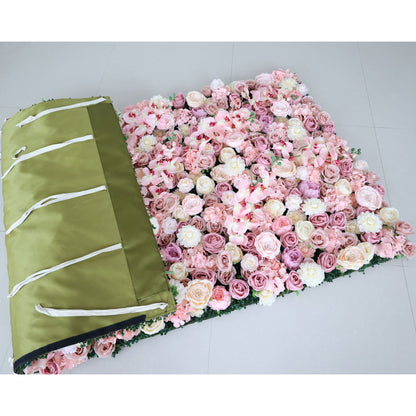 Valar Flowers Roll Up Fabric Artificial Flower Wall Wedding Backdrop, Floral Party Decor, Event Photography-VF-359