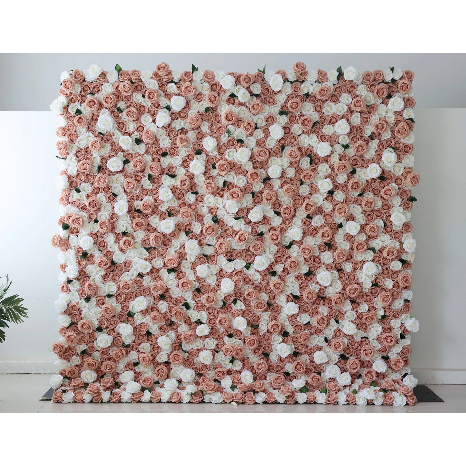 ValarFlowers Artificial Floral Wall Backdrop: Vintage Roses - Peach &amp; Ivory Harmony Edition-VF-269