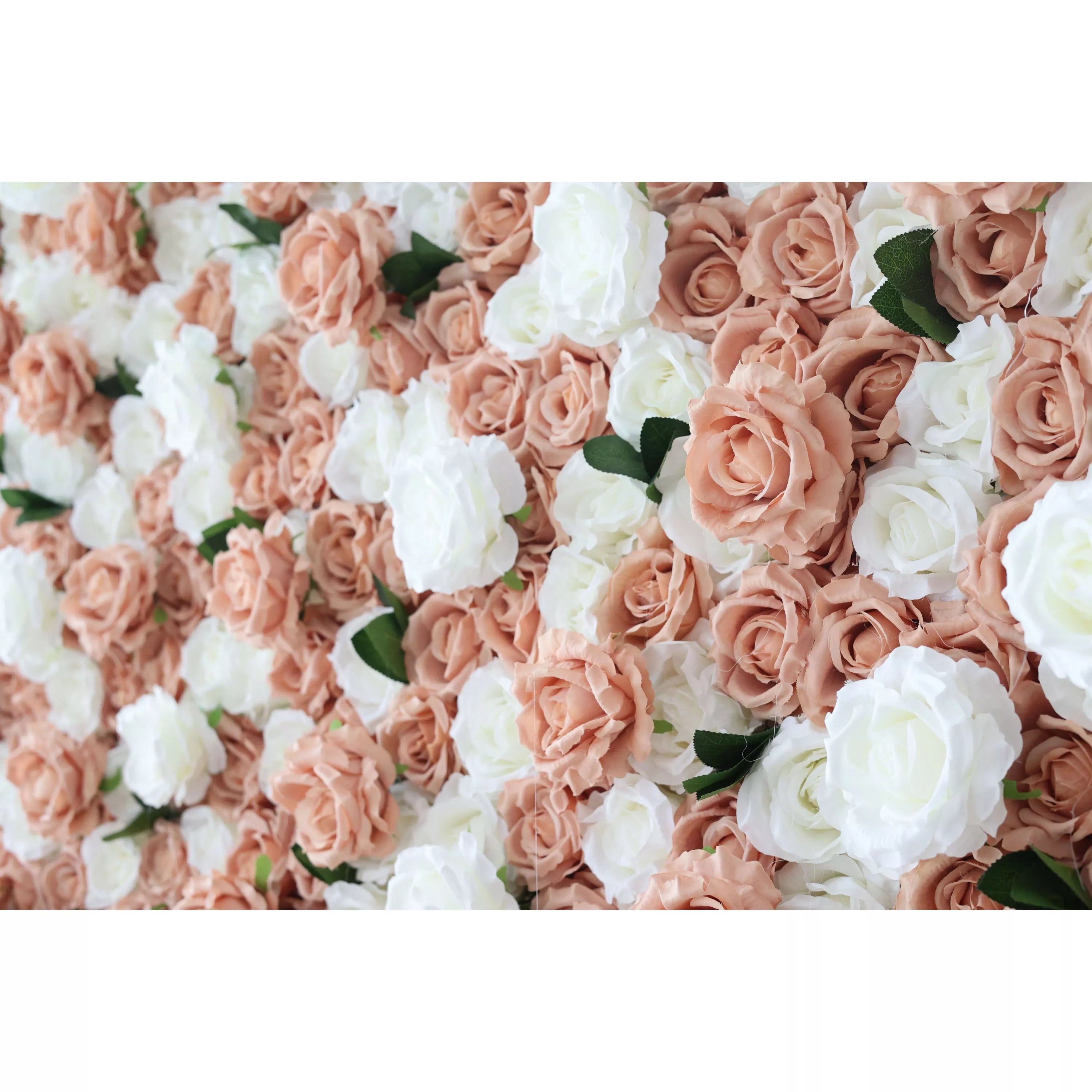 ValarFlowers Artificial Floral Wall Backdrop: Vintage Roses - Peach &amp; Ivory Harmony Edition-VF-269