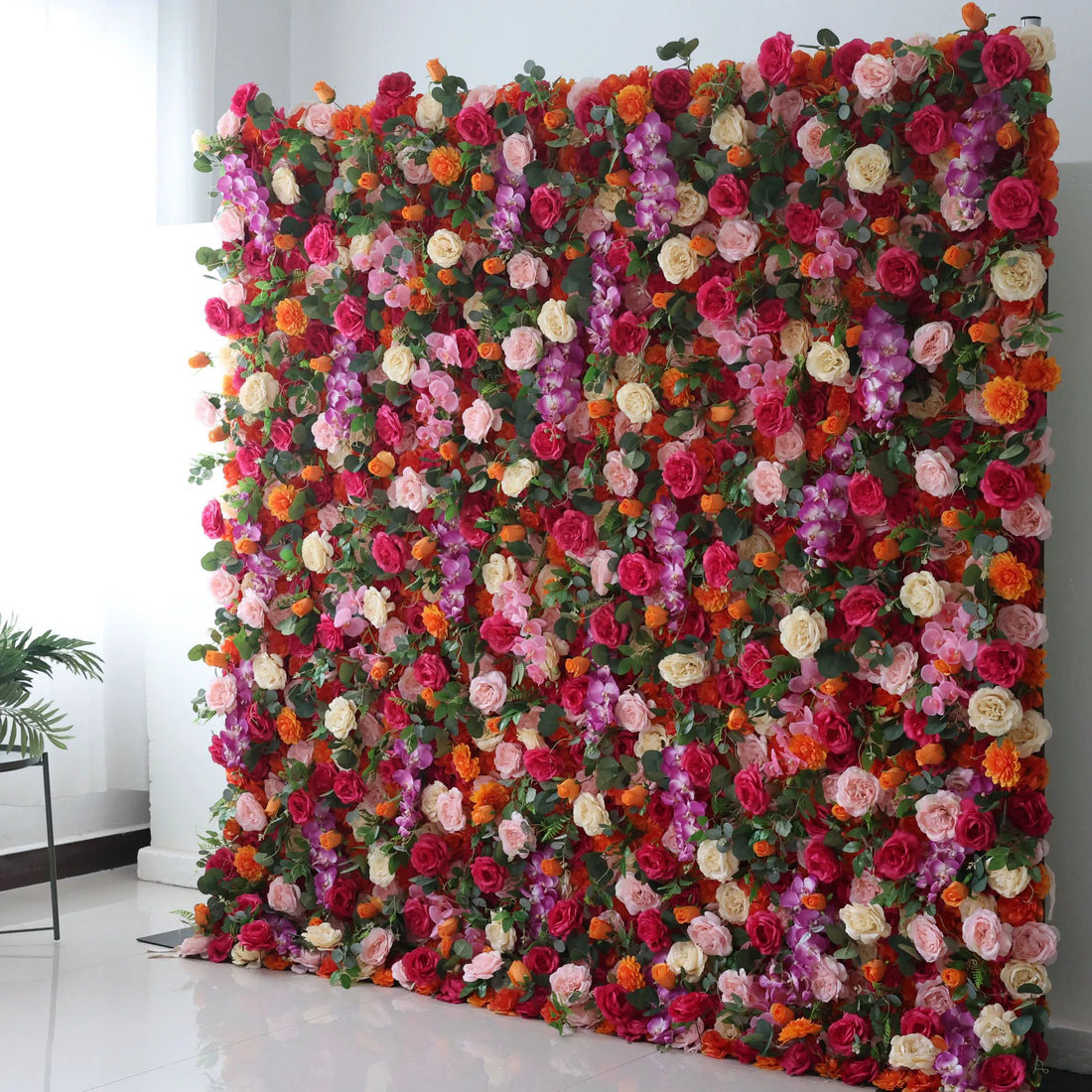 ValarFlowers Backdrop: Dive into the vibrant Enchanted Garden - Radiant &amp; Romantic Bloom Array. A lush panorama of florals in radiant hues, it&