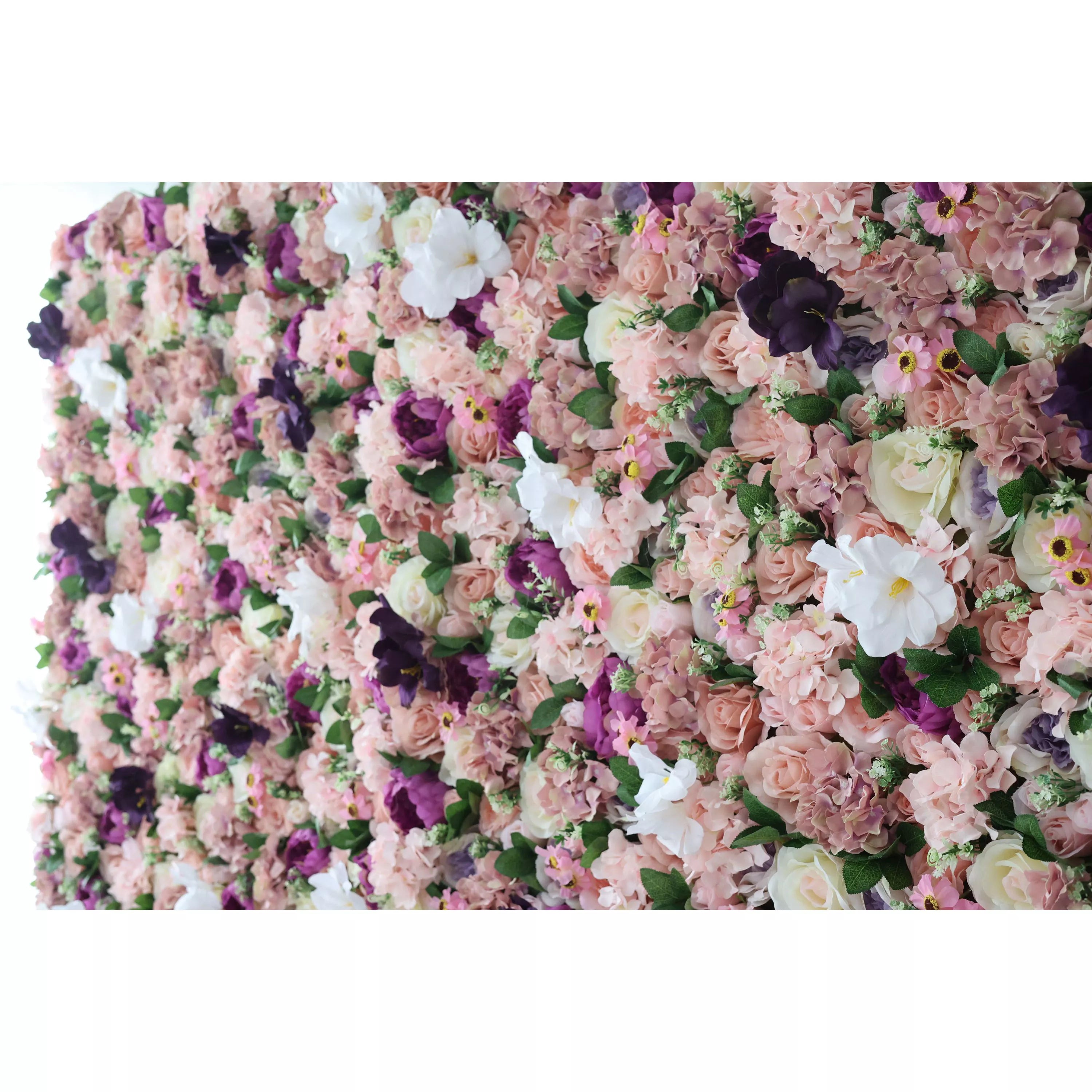 Valar Flowers Roll Up Fabric Artificial Mix Rose Red and Dark Purple Flower Wall Wedding Backdrop, Floral Party Decor, Event Photography-VF-046