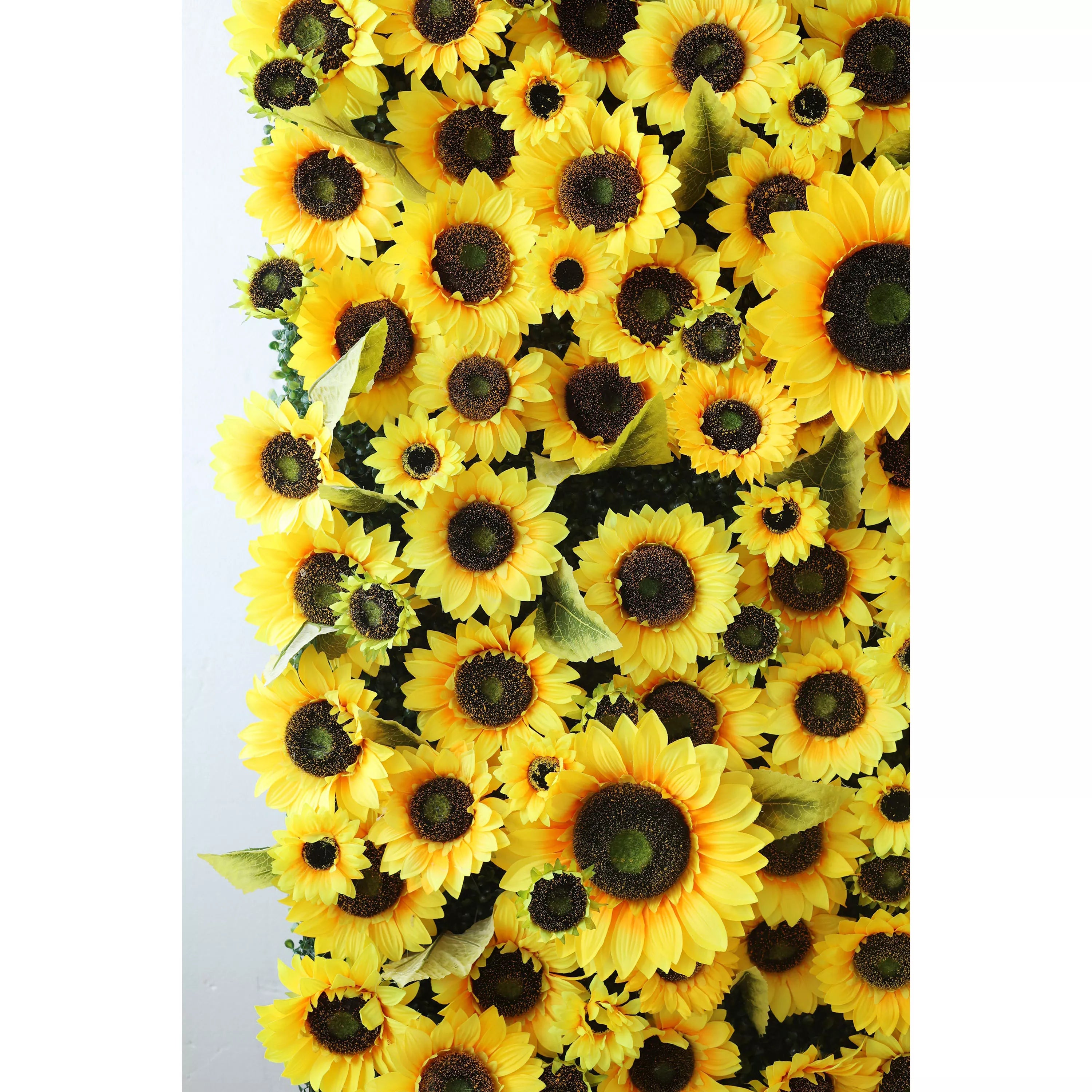 Fond de mur floral artificiel de ValarFlowers: Sunbliss fleurit la toile de fond de mur floral artificiel-champs de tournesol jaune rayonnant Edition-VF-265-2