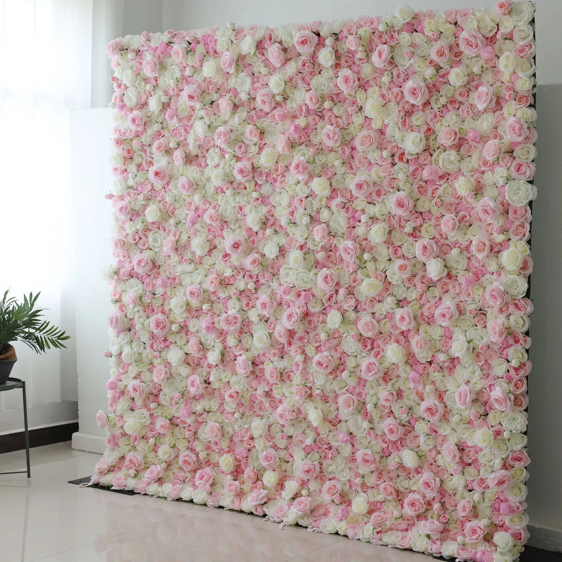 Valar Flores Enrollar Tela Mezcla Artificial Caverna Rosa Y Limón Blanco Flor Pared Telón De Fondo, Decoración Floral De Fiesta, Fotografía De Eventos-VF-085