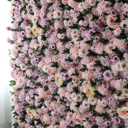 Valar Flowers Roll Up Fabric Artificial Flower Wall Wedding Backdrop, Floral Party Decor, Event Photography-VF-028