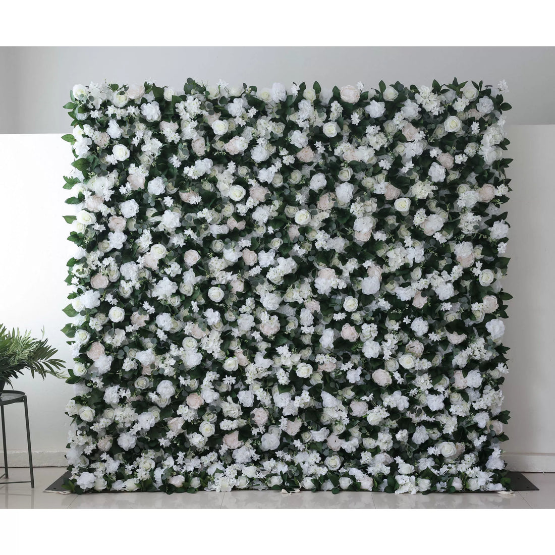 ValarFlowers Artificial Floral Wall Backdrop: Ethereal Elegance - A Pristine Panorama of White Blooms-VF-273-2