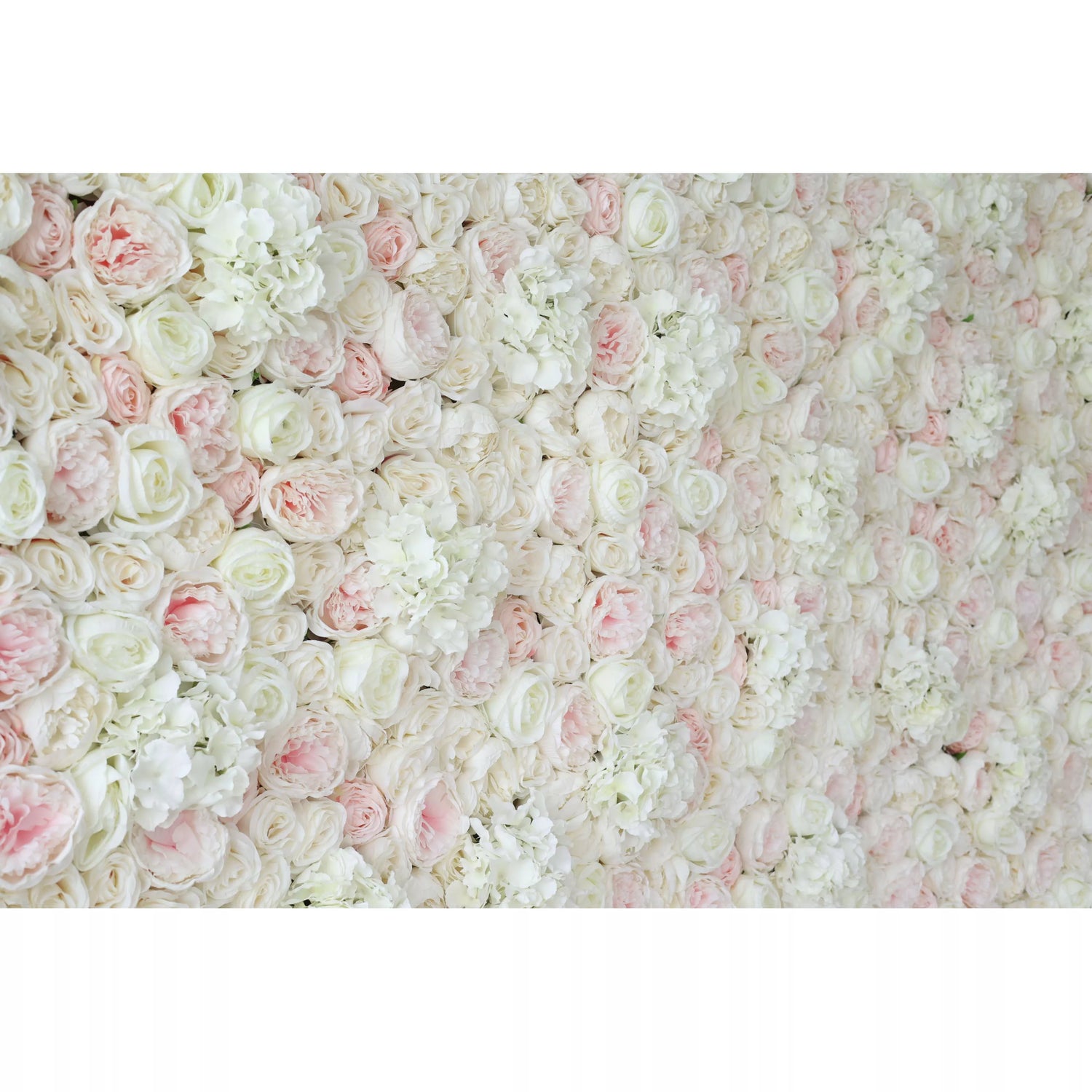 Valar Flowers Roll Up Fabric Artificial Mixed White and Pink Rose Color Green Leaves Wall Wedding Backdrop, Floral Party Decor, Event Photography, Spa Decor-VF-090