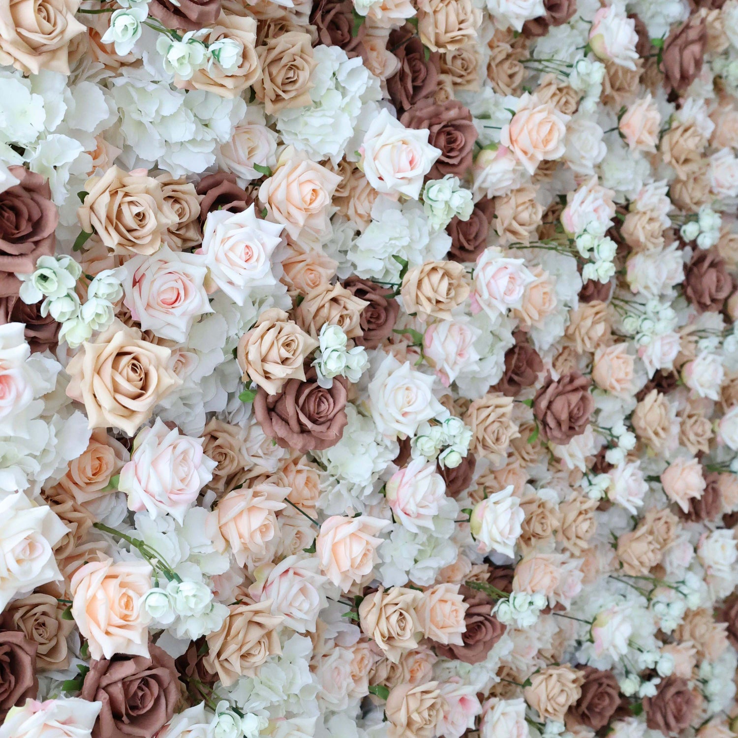 ValarFlowers Brown, khaki Roll Up Fabric Artificial Flower Wall Wedding Backdrop, Floral Party Decor, Event Photography-VF-295