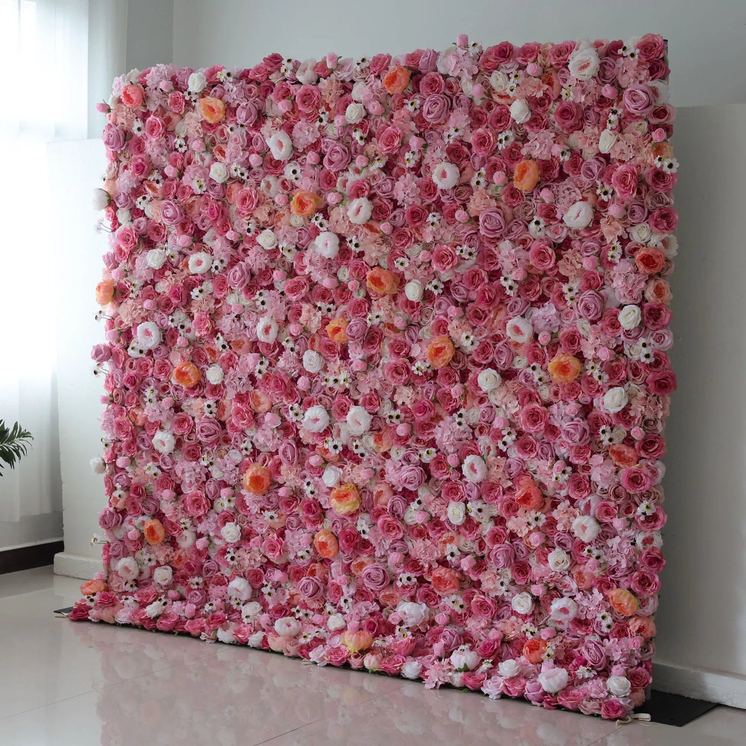 Valar Flowers Roll Up Fabric Artificial Flower Wall Wedding Backdrop, Floral Party Decor, Event Photography-VF-122