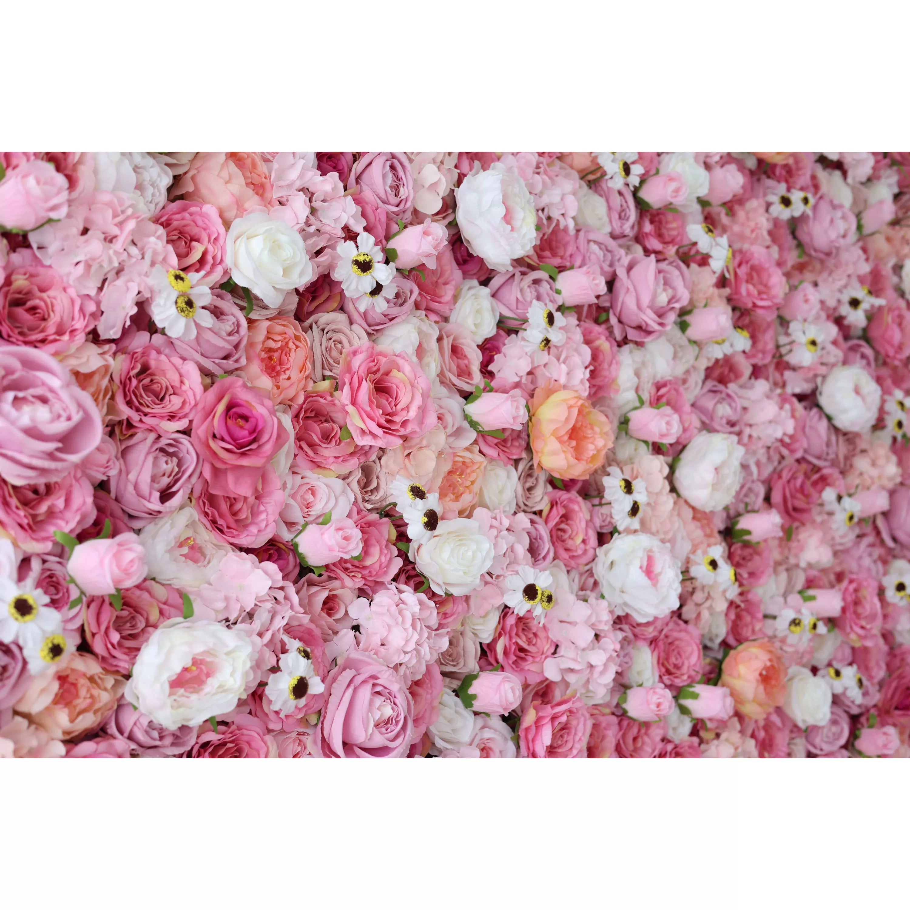 Valar Flowers Roll Up Fabric Artificial Flower Wall Wedding Backdrop, Floral Party Decor, Event Photography-VF-122