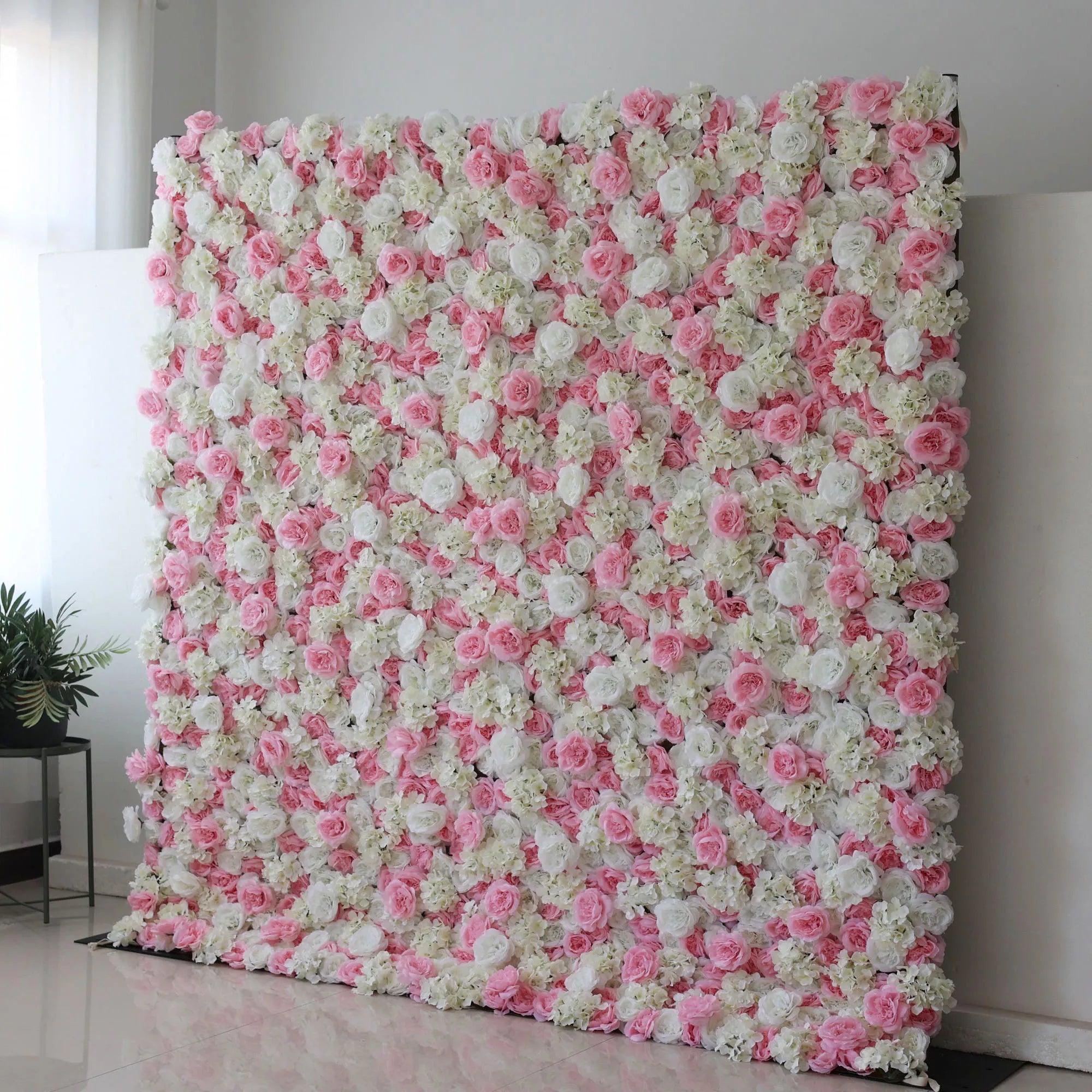 Valar Flores Roll Up Tecido Artificial Opera Mauve Rosa e Branco Flor Parede Wedding Backdrop, Decoração Floral Festa, Fotografia Evento-VF-025-2