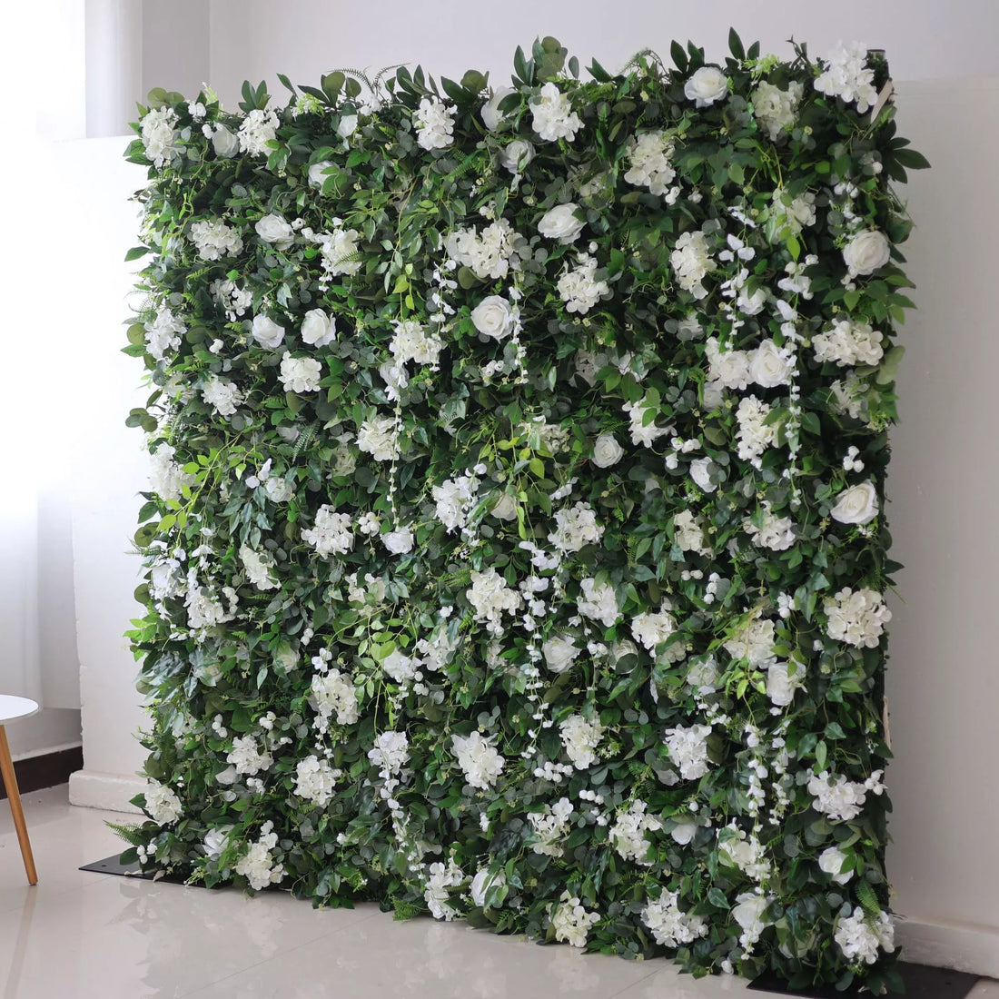 Valar fleurs retrousser tissu fleur blanche artificielle et feuilles vert vif Floral mur mariage toile de fond, décor Floral fête, Photography-VF-071-4 événement