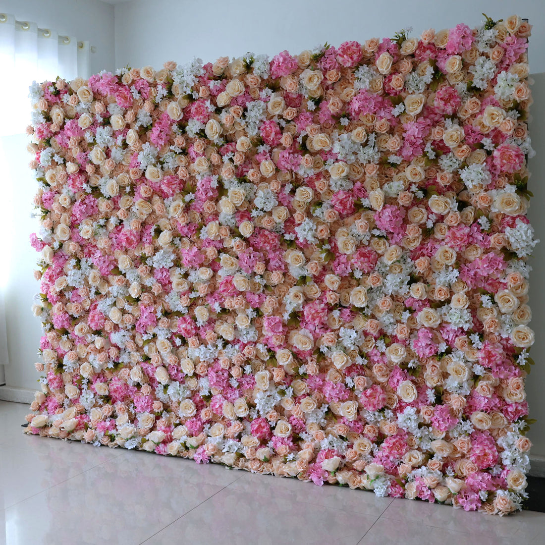 Valar Flowers Roll Up Fabric Artificial Flower Wall Wedding Backdrop, Floral Party Decor, Event Photography-VF-371