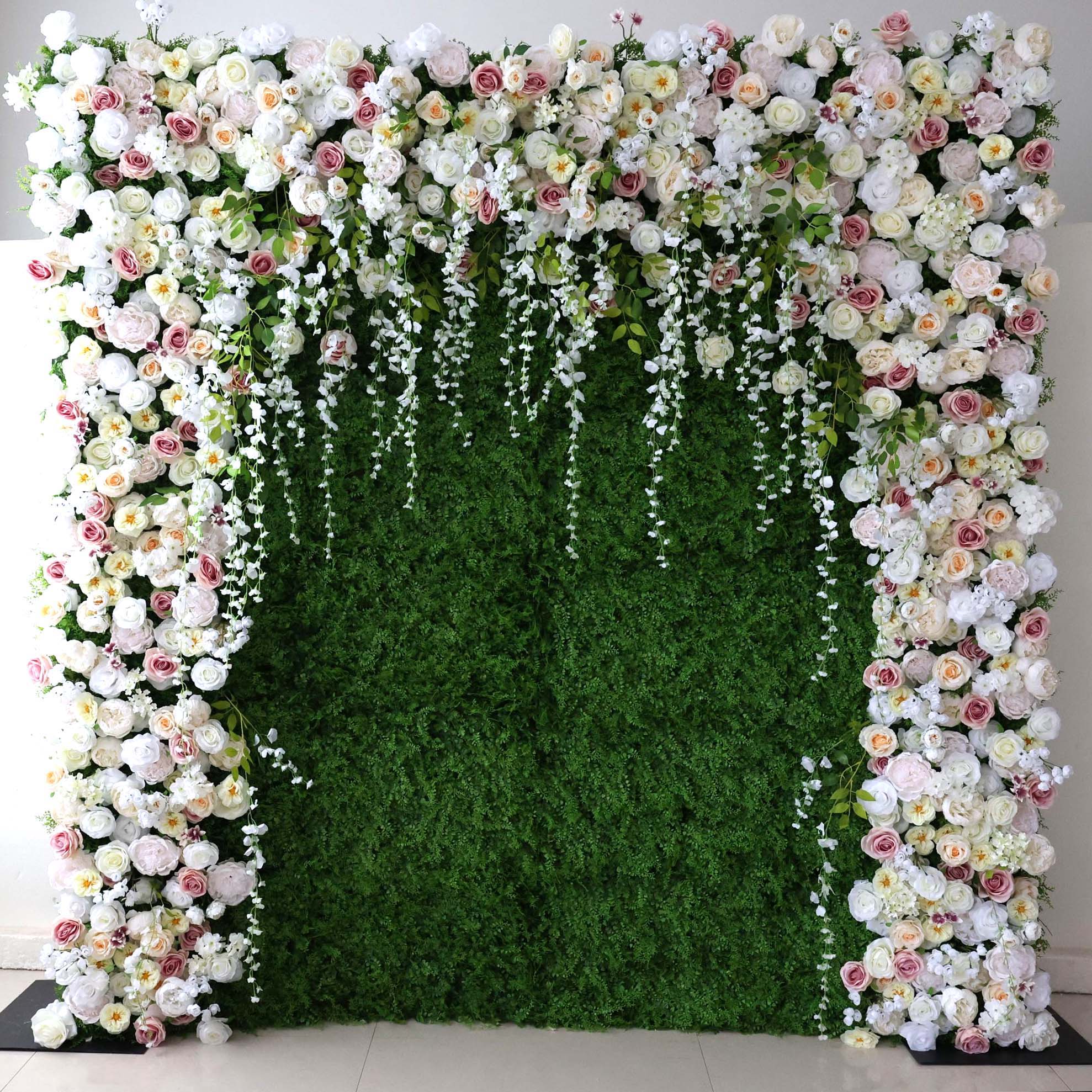 Valar Flowers Roll Up Fabric Artificial Flower Wall Wedding Backdrop, Floral Party Decor, Event Photography-VF-294