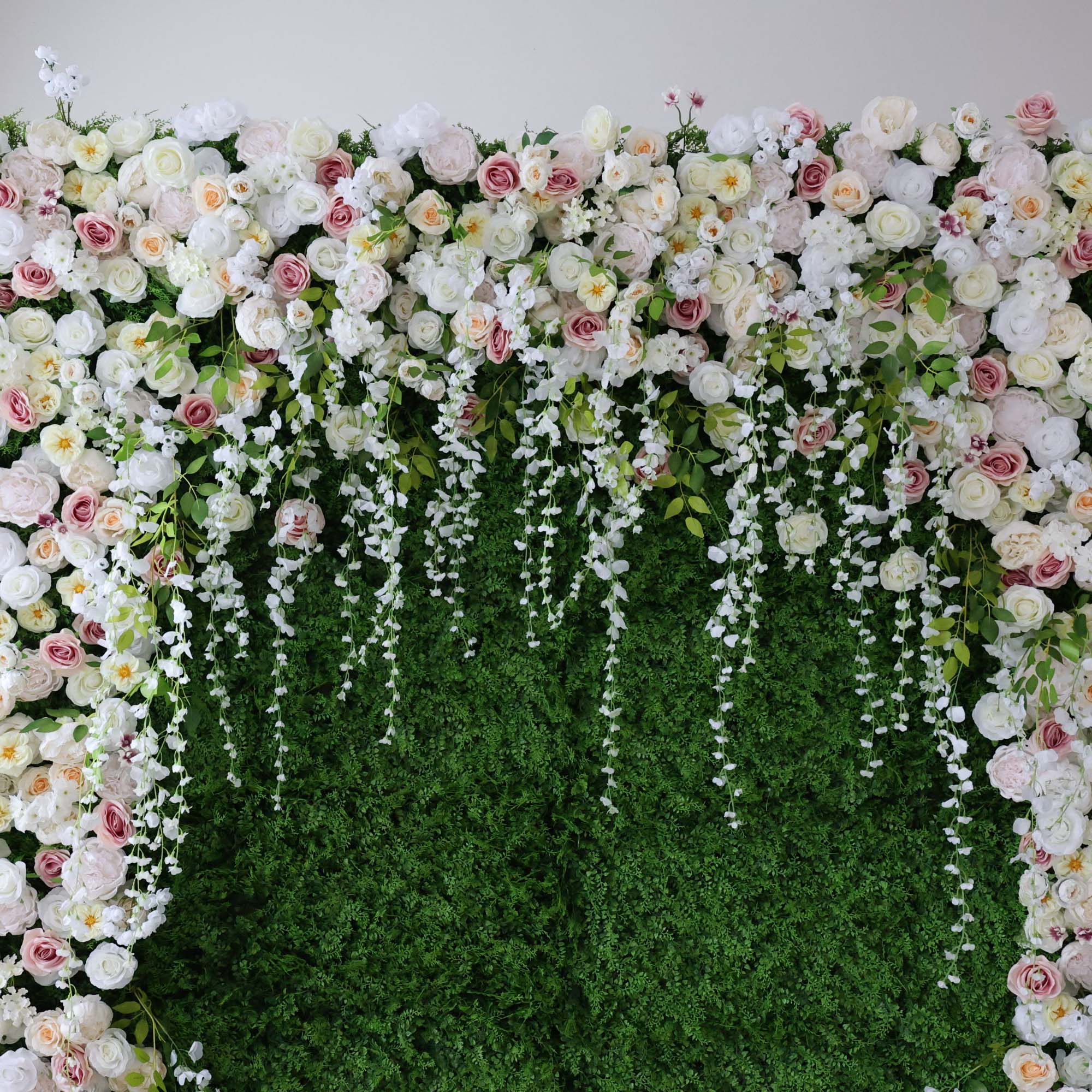 Valar Flowers Roll Up Fabric Artificial Flower Wall Wedding Backdrop, Floral Party Decor, Event Photography-VF-294