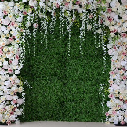 Valar Flowers Roll Up Fabric Artificial Flower Wall Wedding Backdrop, Floral Party Decor, Event Photography-VF-294