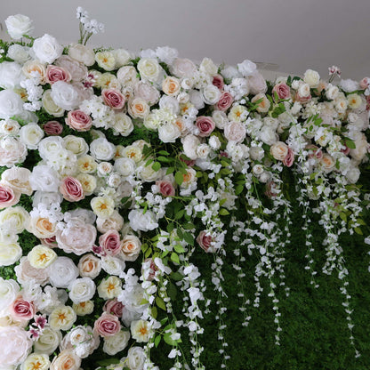 Valar Flowers Roll Up Fabric Artificial Flower Wall Wedding Backdrop, Floral Party Decor, Event Photography-VF-294