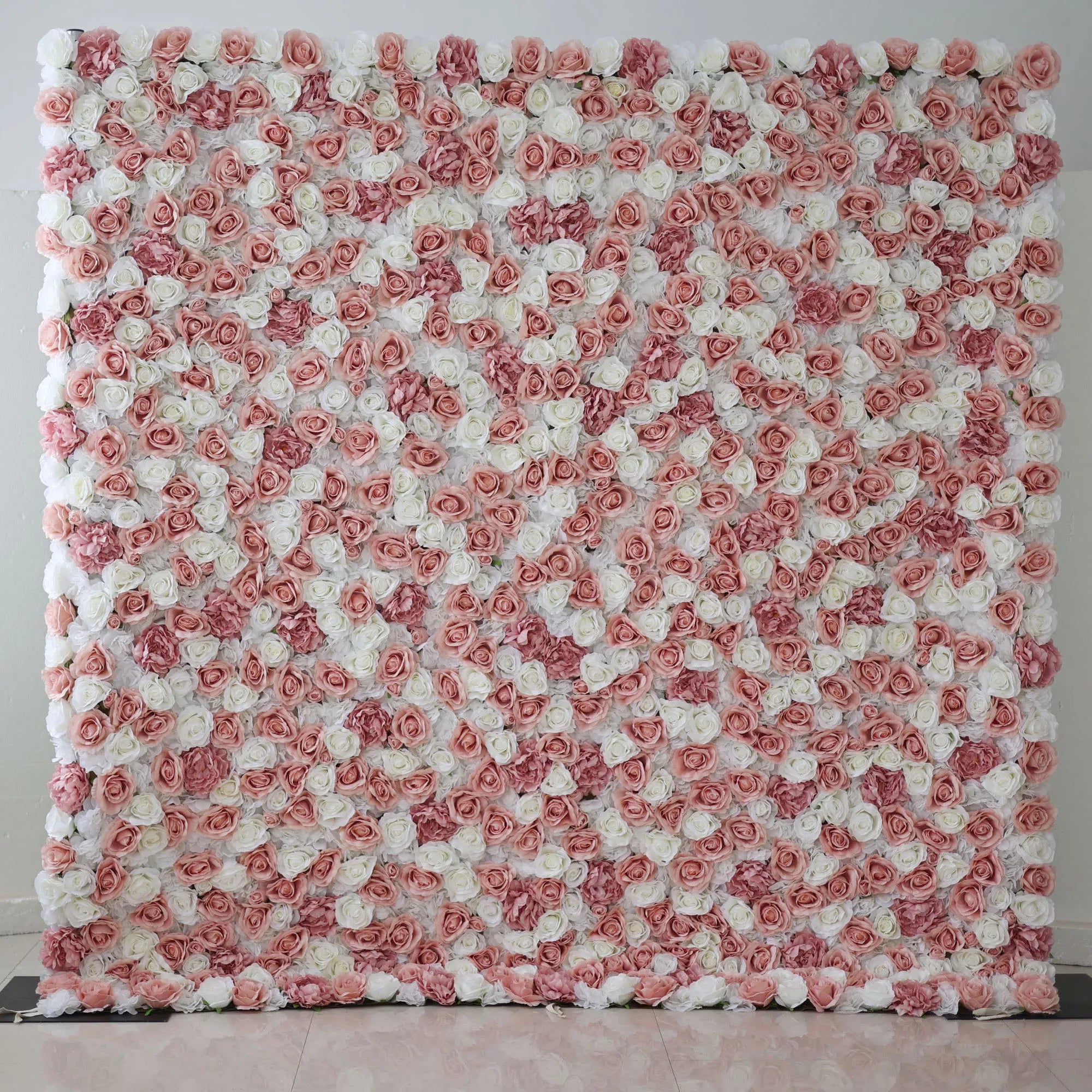 ValarFlowers Artificial Floral Wall Backdrop: Rosy Radiance - A Delicate Dance of Pink and White Roses-VF-277