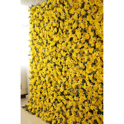 Valar Flores Enrollar Tela Artificial Quemada Amarilla Euryops Pectinatus Flor Pared Telón De Fondo, Decoración Floral De Fiesta, Fotografía De Eventos-VF-069