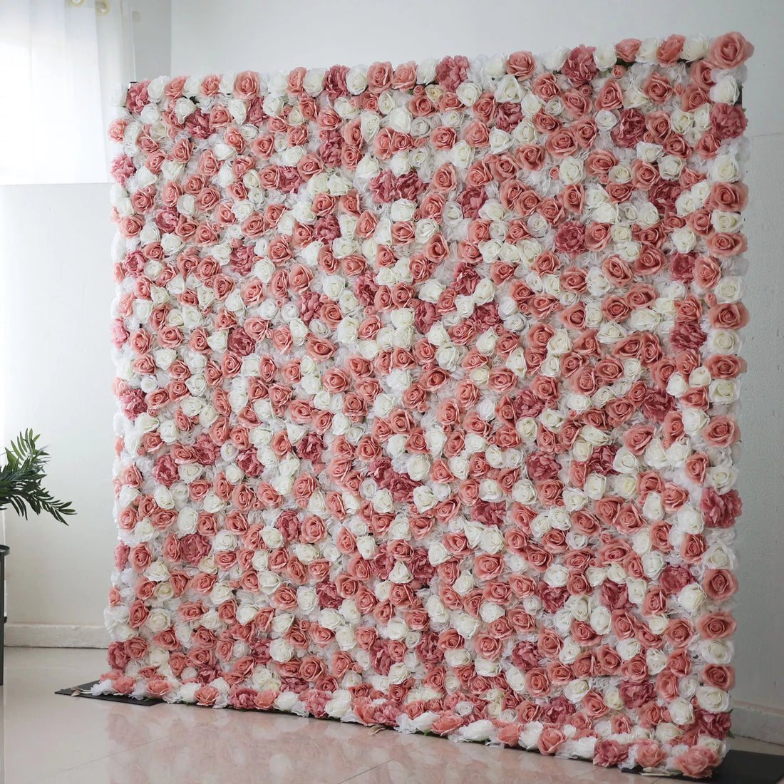 ValarFlowers Backdrop: A mesmerizing mix of pink and white roses, exuding romance and elegance. Perfect for events that seek a touch of floral finesse.